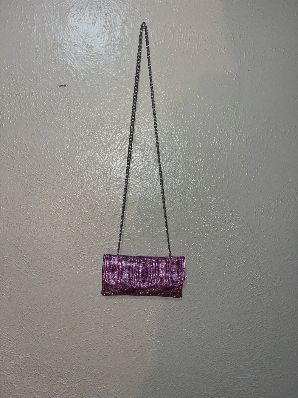 Women's Pink Glitter Chain Shoulder Bag - Picture 1 of 2